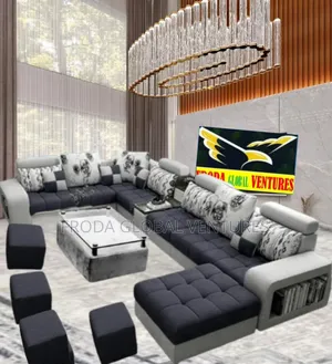 Set of Living Room Couch. 9 Seaters U-Shape Sofa Chairs
