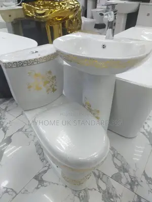 White and Gold Mini Set Water Closet 