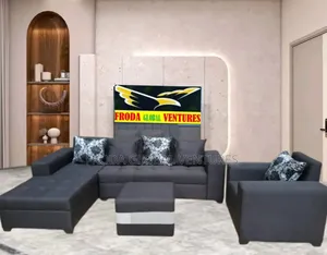 Super Cute Couch. L-Shape Sofa, Single Chair and Puffy Table