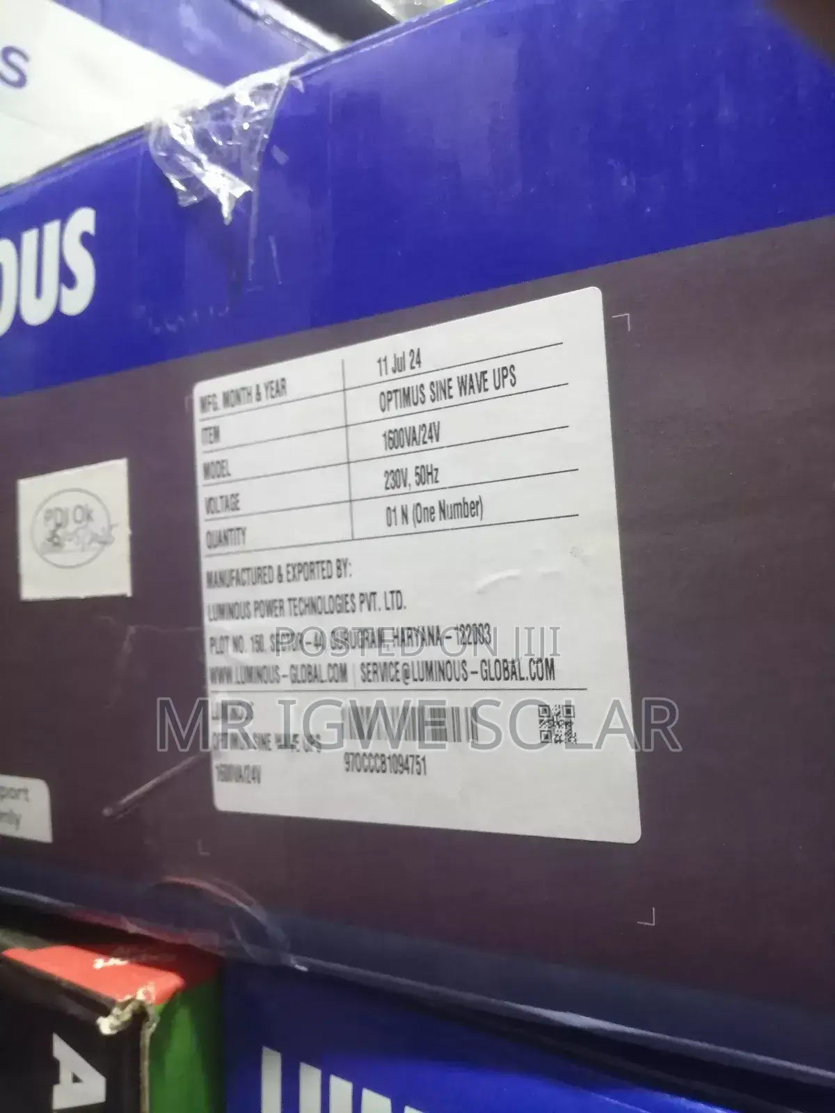 Luminous Inverter 1.6kva
