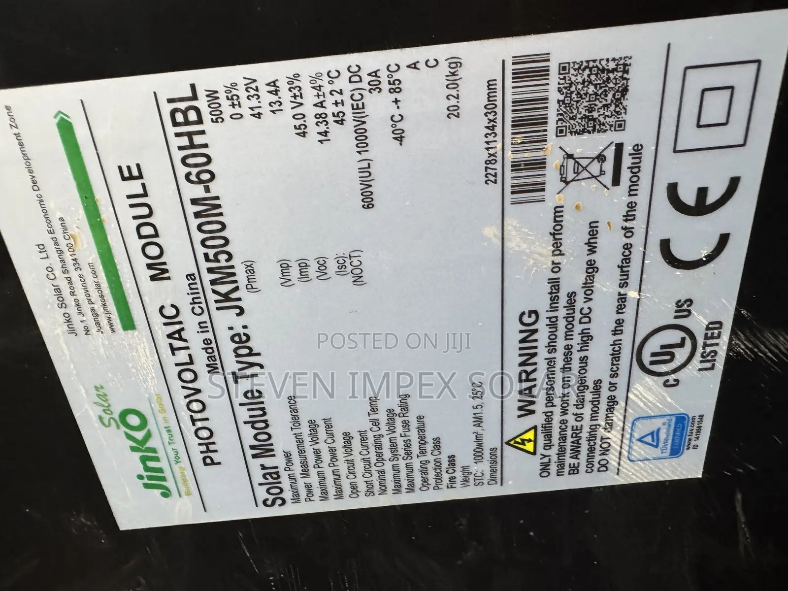Jinko Solar Panel Half Cut Mono 500watts 120cells