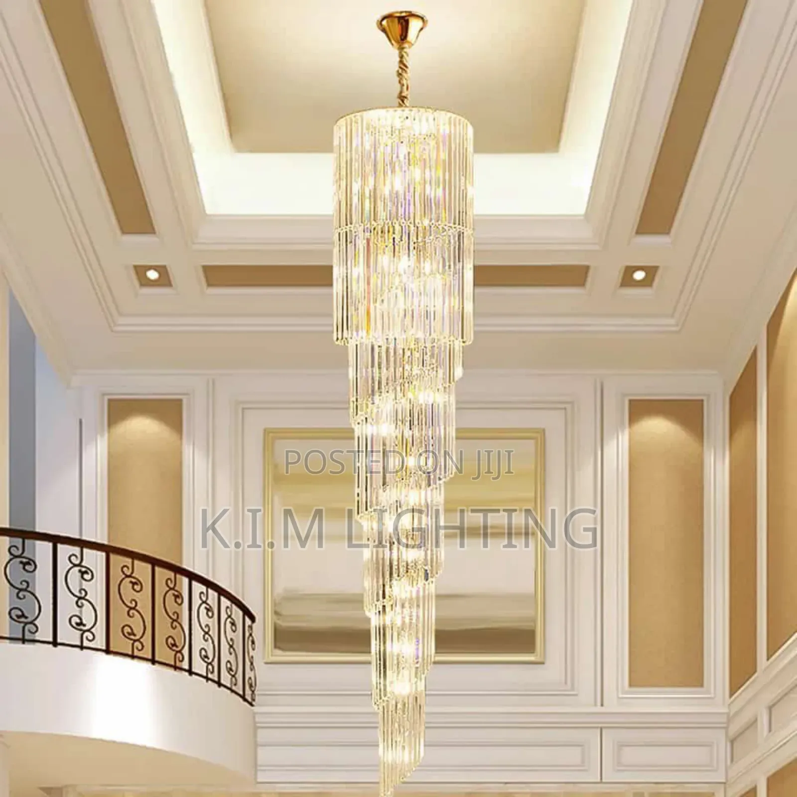 Crystal Staircase Lamp Lobby Light Spiral Pendant Light