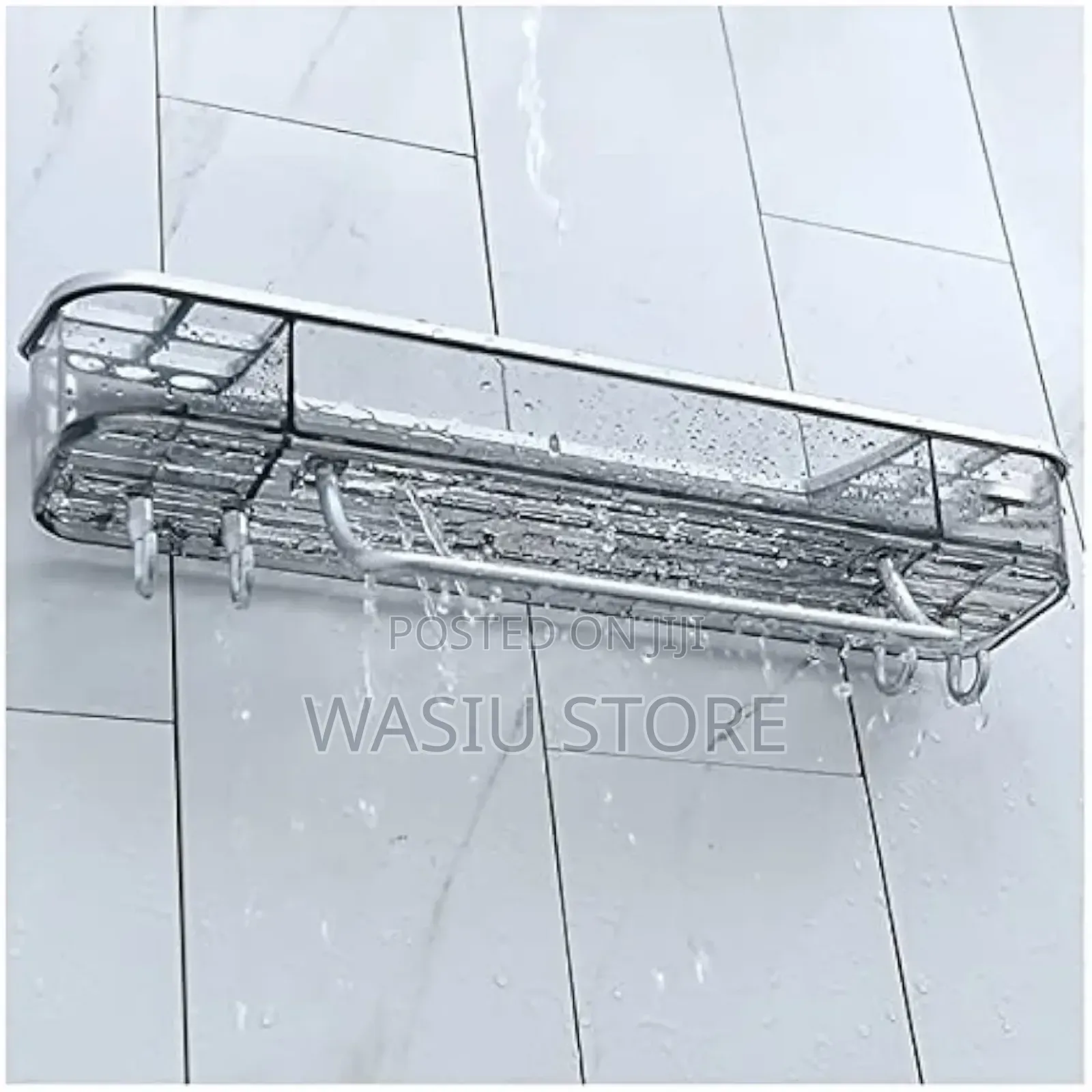 Wall-mounted Bathroom Shelf With A Towel Rack With Hook
