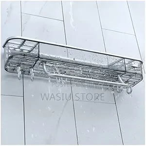 Wall-mounted Bathroom Shelf With A Towel Rack With Hook
