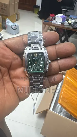"Versace Inspired Silver Chain Watch With Luminous Hands"
