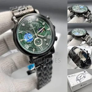 Photo - Sikoo Black Chain Watch With Green Dial"