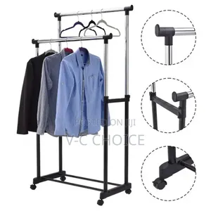 Double Pole Clothes Rack Home Simple Shoe Rack Adjustable