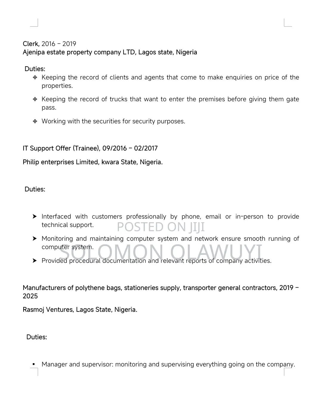 Experienced Hotel Frontdesk Personnel