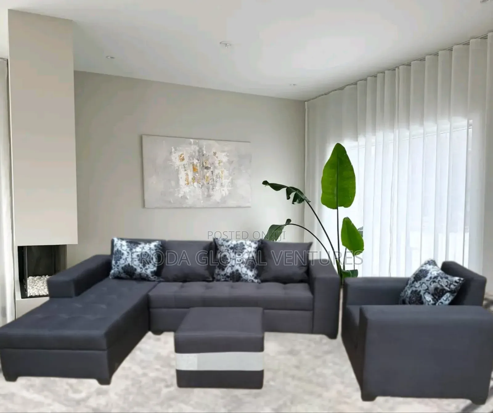 Quality Couch; L-Shape Sofa,Single Chair and Table. Flsblfa1
