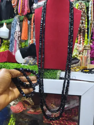 Black Men's Bead 2 Layers Long