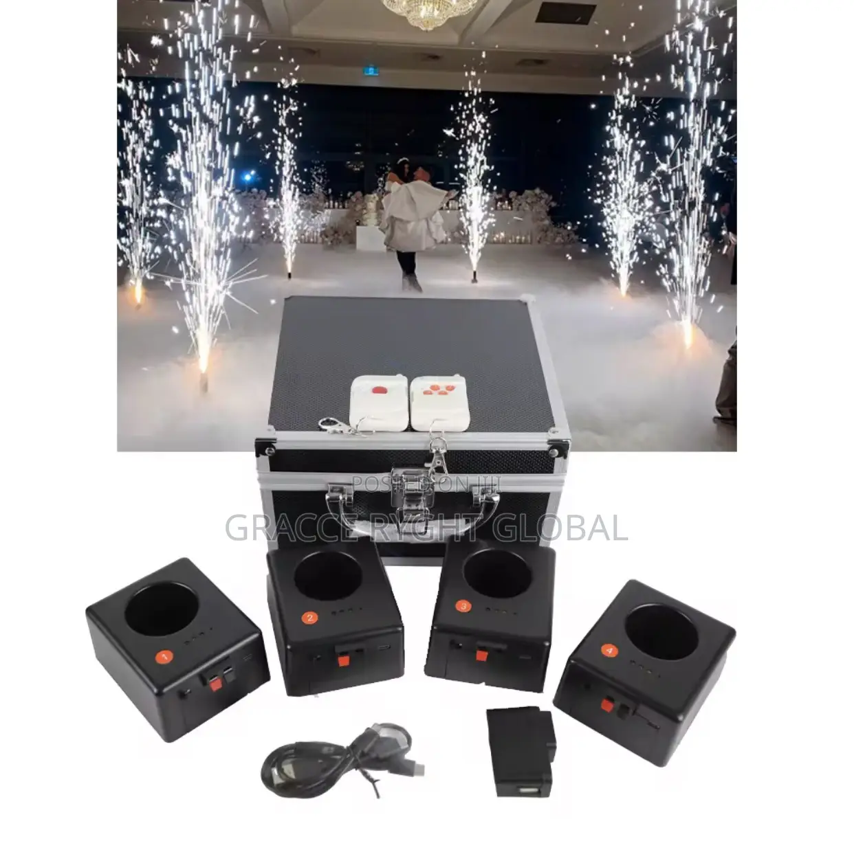 4 Channel Cold Pyro Fountain Fireworks Sparkler Machine