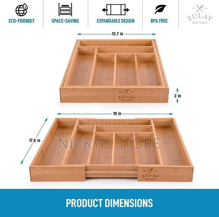 Expandable Bamboo Cutlery Tray Organizer