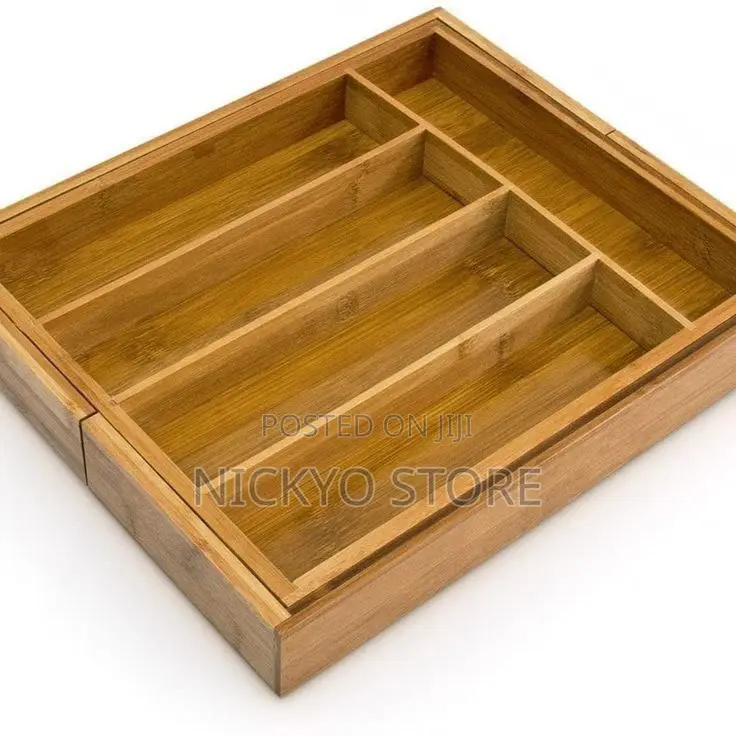 Expandable Bamboo Cutlery Tray Organizer