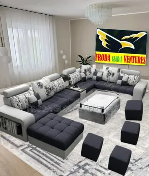 Quality Couch: U-Shape Sofa Chairs and Table, Stools. Fugfl1