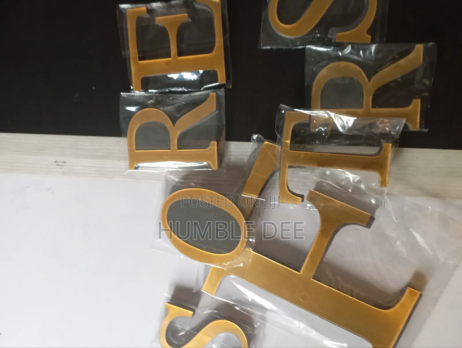 Wall Alphabet Stickers Black and Gold and in Different Sizes