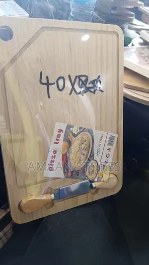 Photo - Wooden Pizza Tray With Cutters – 40x30cm
