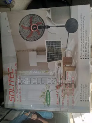 Solitec 18" Solar Rechargeable Standing Fan With Solar Panel