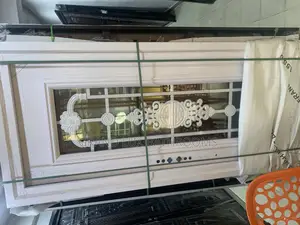 Decorative White Security Door With Ornamental Glass Panel