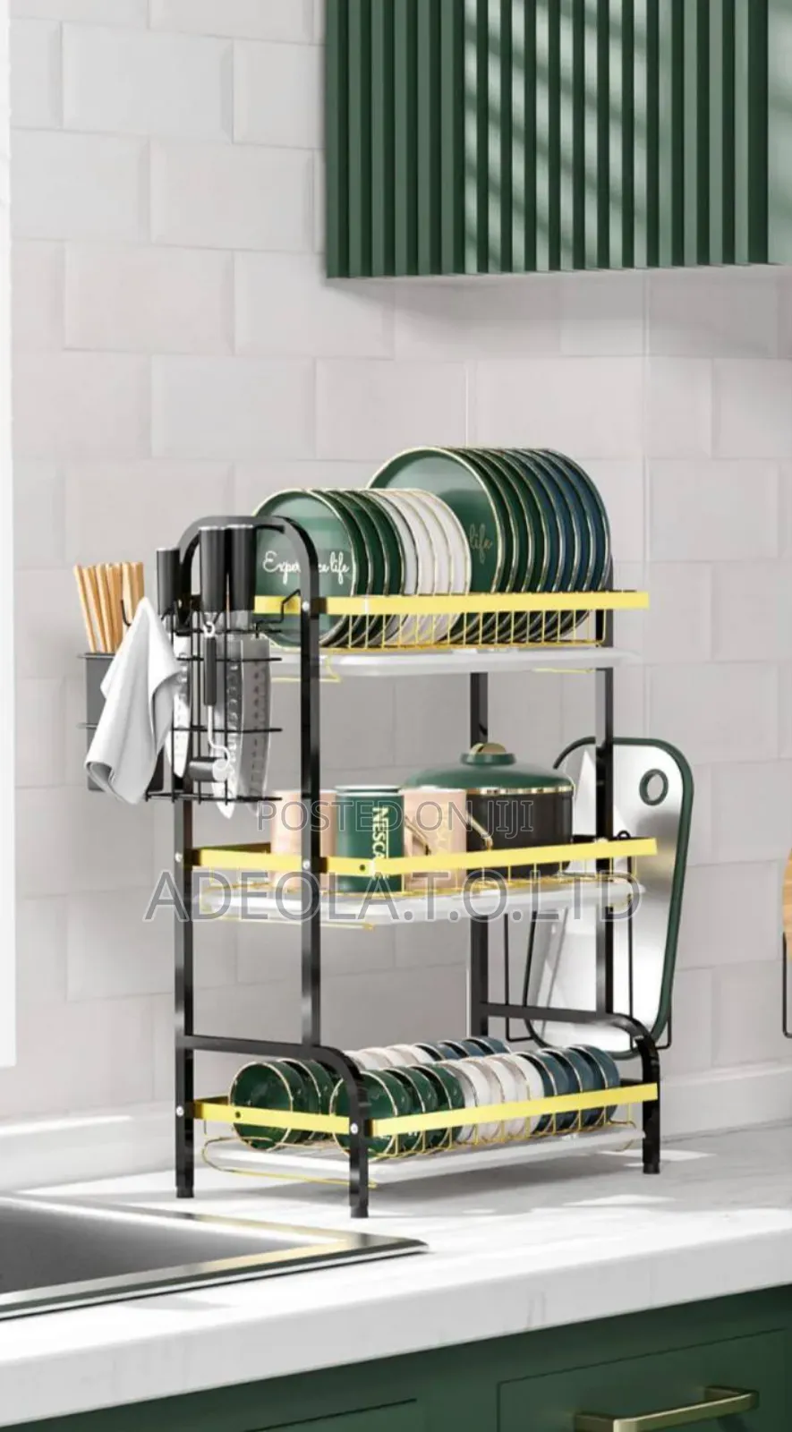 3layer Gold and Black Dish Rack