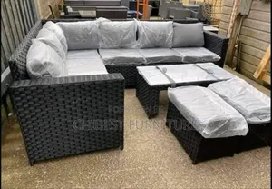 Quality L-Shaped Like Outdoor Chair With Center Table.