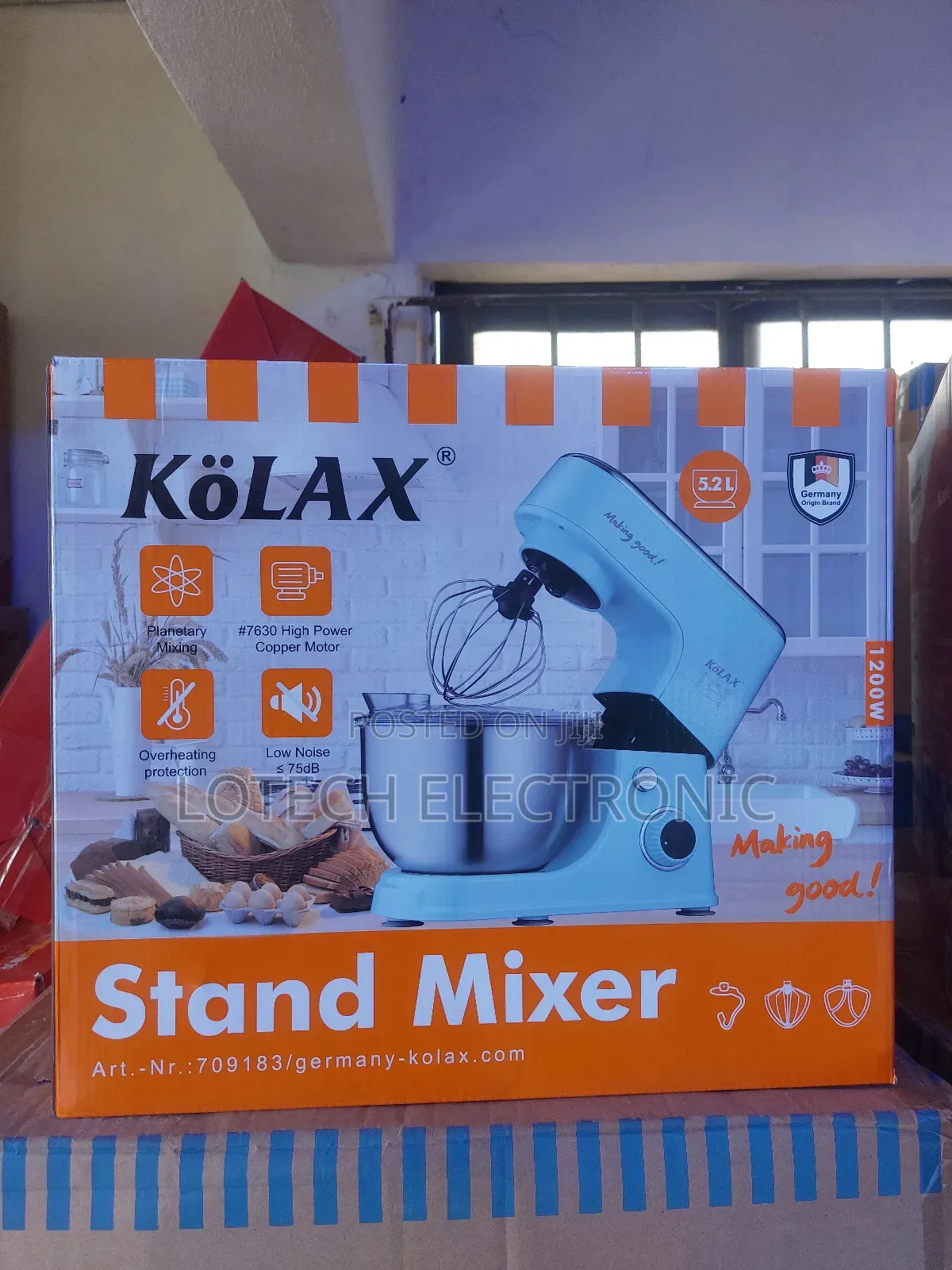 Kolax Stand Mixer 5.2liter, Planetary Mixing,High Power