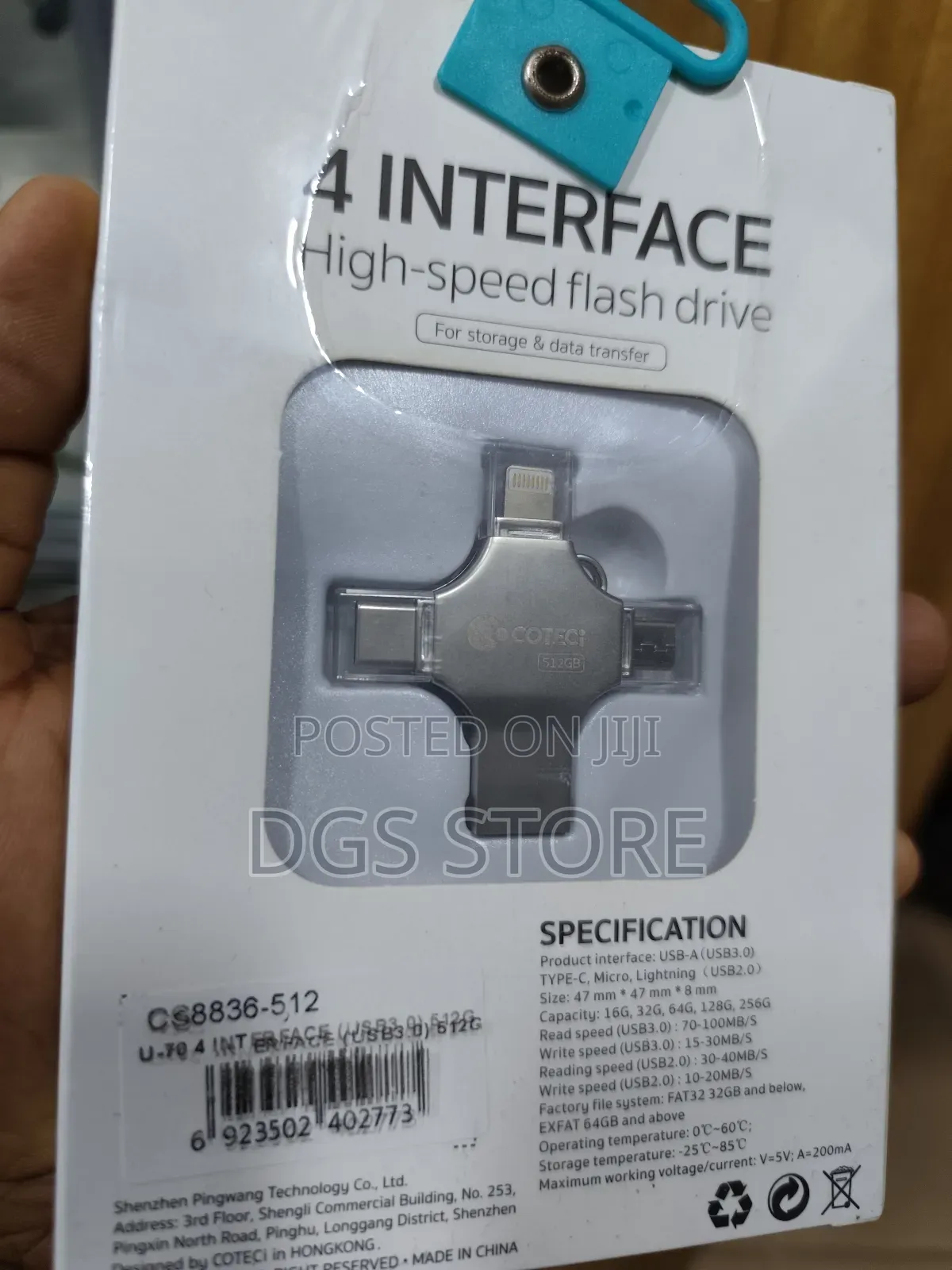 Coteci 4 Interface Otg Flash Drive 4in1 512gb