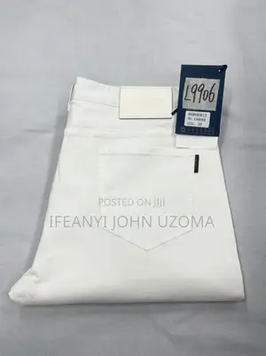 Classic White and Black Color Straight Cut Jeans Trousers