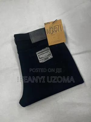 Classic White and Black Color Straight Cut Jeans Trousers