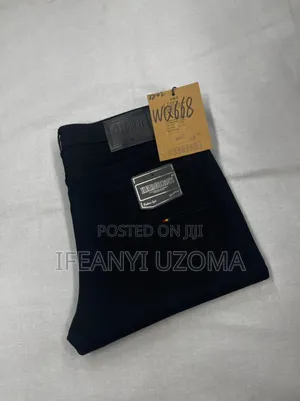 Classic White and Black Color Straight Cut Jeans Trousers