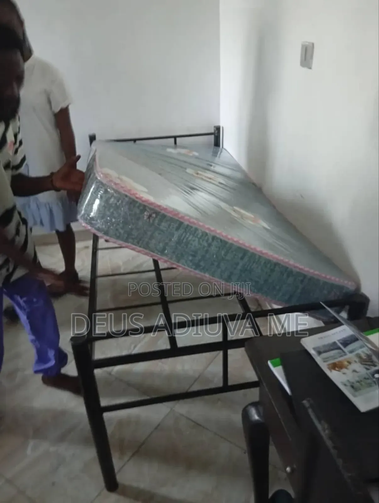 Single Metal Bed Frame and Mattress