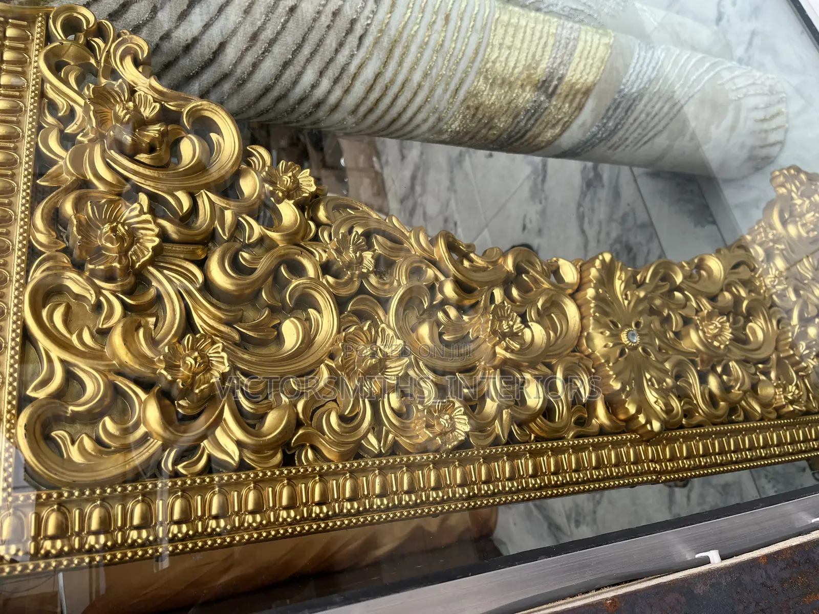 Gold Design Curtains Drape and Pelmet