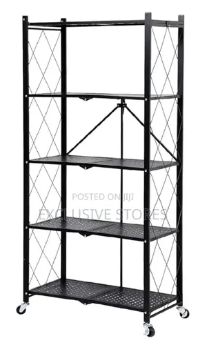 5layer Foldable Metallic Kitchen Trolley With Tyres