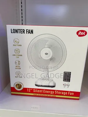 Itel12 Inches Ac/Dc Solar Rechargeablefan With Panel 2 Bulbs