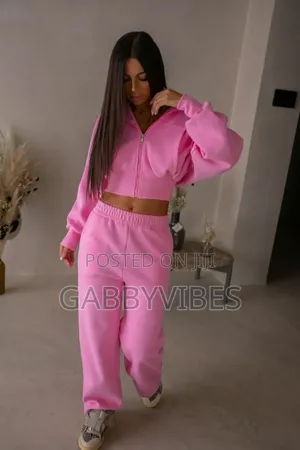 Women's Thick Fleece Tracksuit Winter-Pink