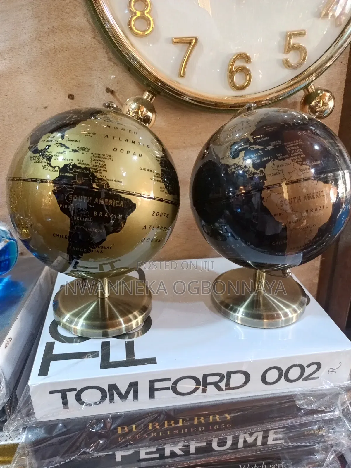 English Black Gold Rotating Globe