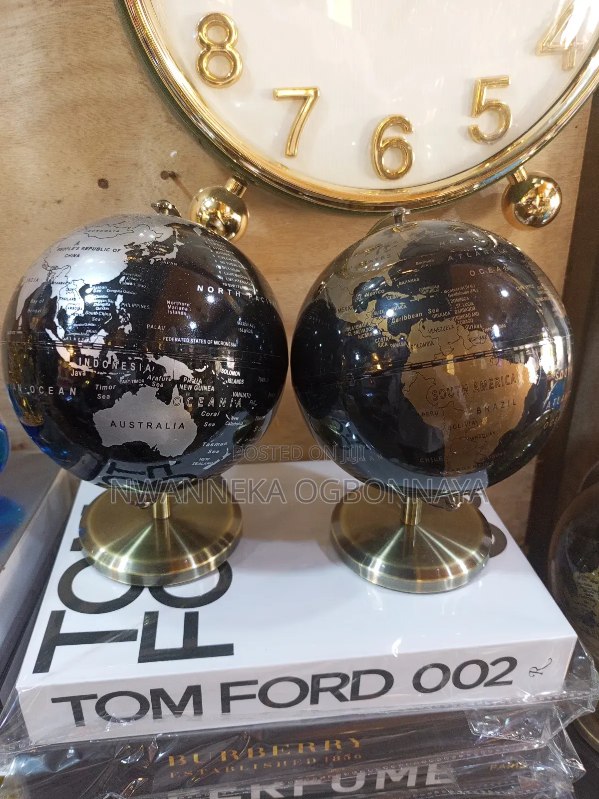 English Black Gold Rotating Globe