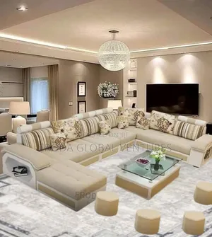 U-Shape Couch; 9 Seaters Sofa Chairs, Table + Stools. Ucwfa2