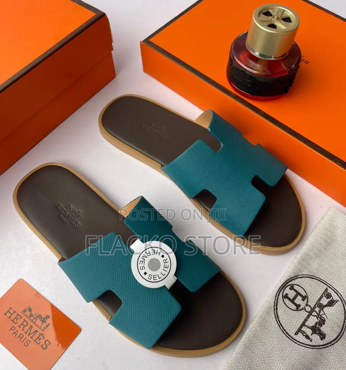 Original Hermes Leather Slippers