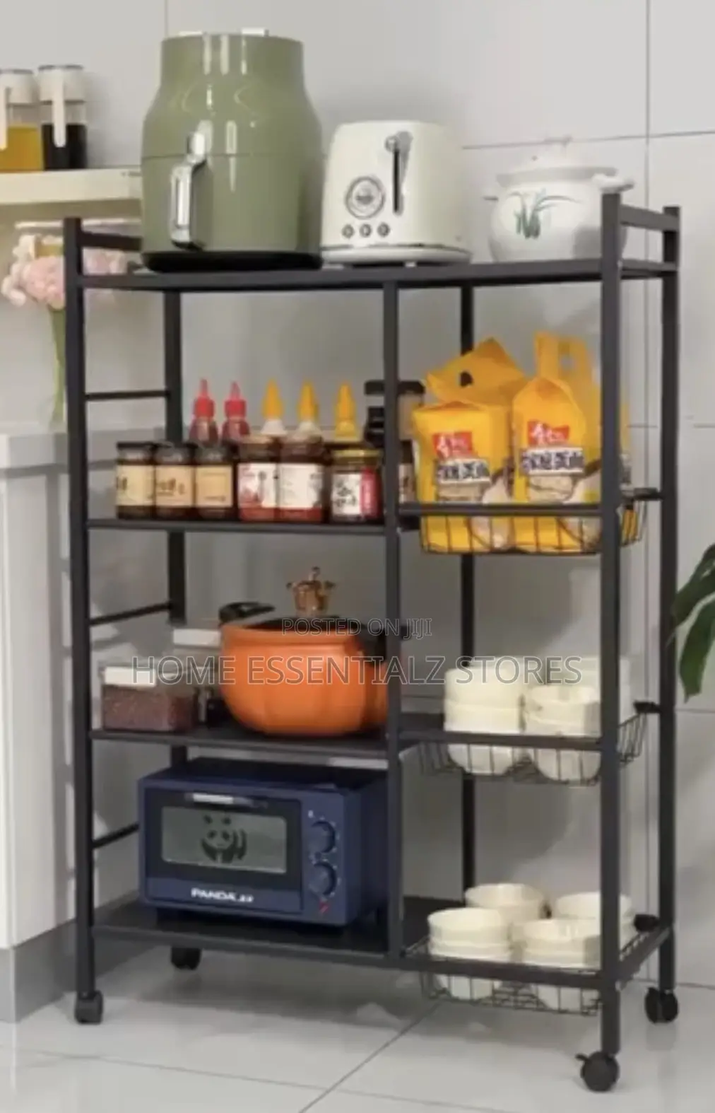 4-Layer Kitchen Rack With Side Baskets