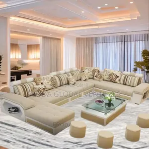 U-Shape Couch of 9 Seats Sofa Chairs, Table, Stools. Ucwfl1