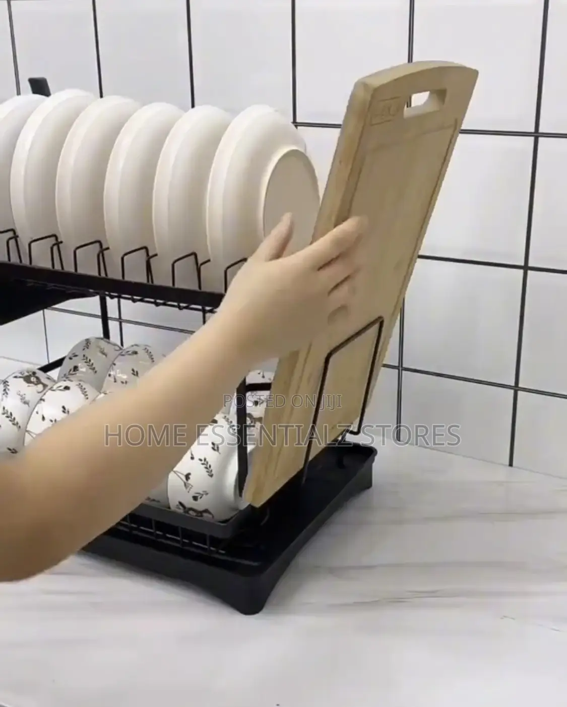 Multi-Sectional Dish Rack With Gutter Drainage