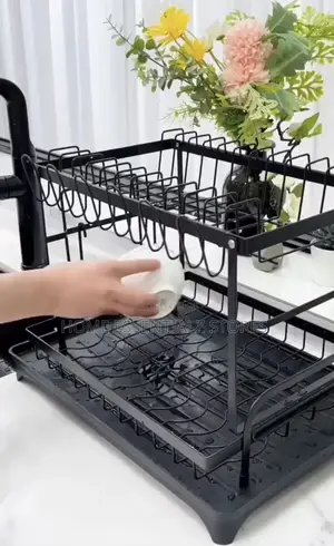 Multi-Sectional Dish Rack With Gutter Drainage