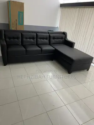 Black L Shaped Leather Sofa