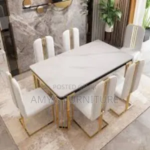 White Marble Gold Legs Dinning Table
