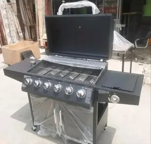 6 Buner Barbecue Grill With Side Cooker