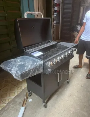 6 Buner Barbecue Grill With Side Cooker