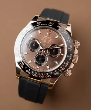 "Rose Gold Daytona Replica Watch With Rubber Strap"