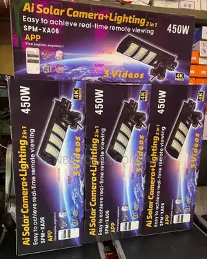 Solar Street Light 450w With Dual Lens PTZ 4g CCTV Camera