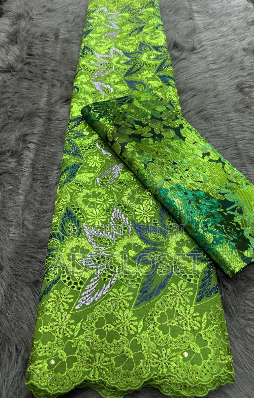 Quality Swiss Voile Lace With Diamond  Stone