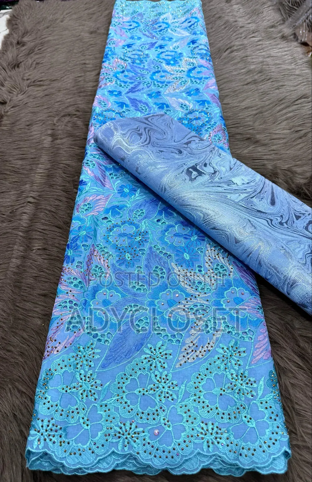 Quality Swiss Voile Lace With Diamond  Stone